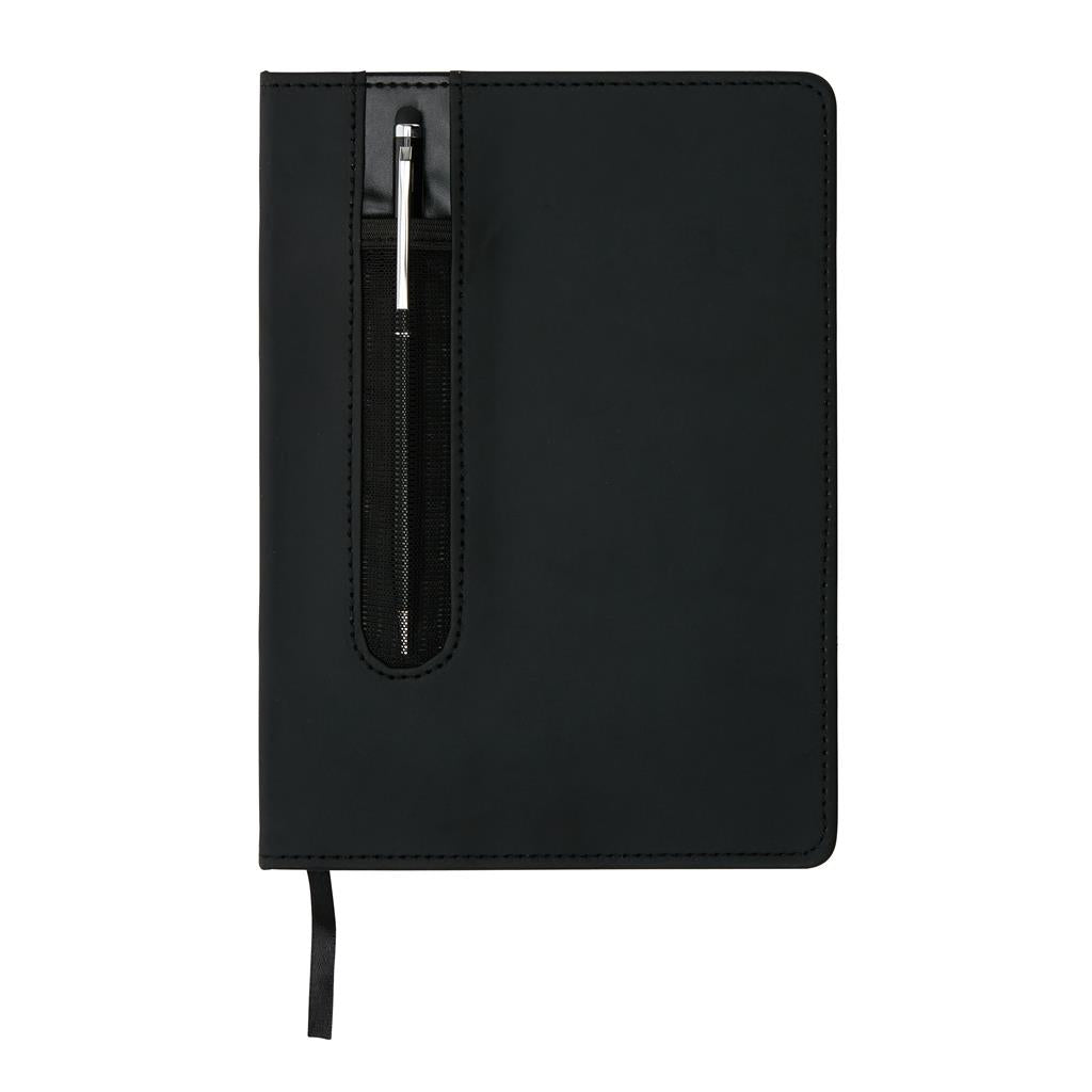 Standard hardcover PU A5 notebook with stylus pen - illuminated