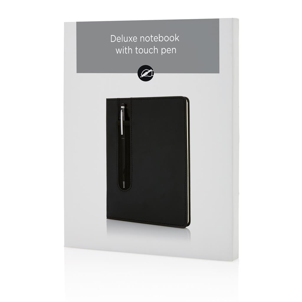 Standard hardcover PU A5 notebook with stylus pen - illuminated