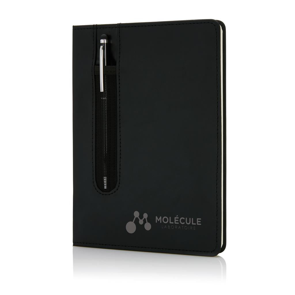 Standard hardcover PU A5 notebook with stylus pen - illuminated