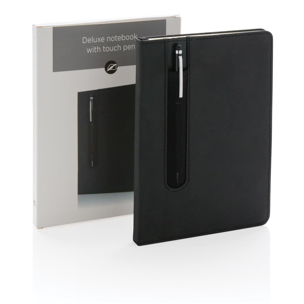 Standard hardcover PU A5 notebook with stylus pen - illuminated