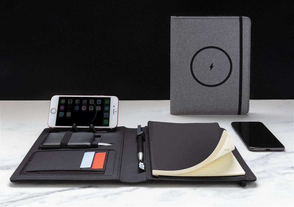 Air 5W wireless charging notebook with 5000mAh powerbank - illuminated