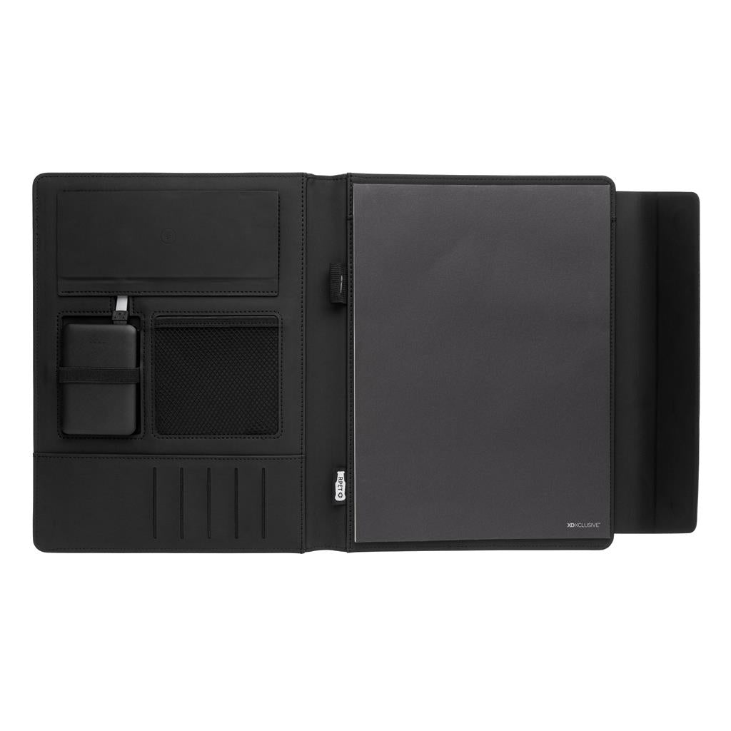 Fiko 5W wireless charging portfolio A4 with powerbank - illuminated