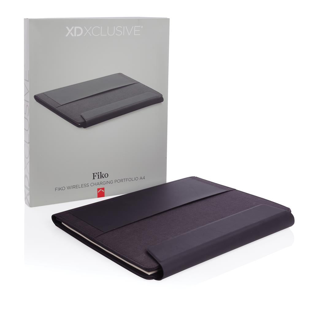 Fiko 5W wireless charging portfolio A4 with powerbank - illuminated