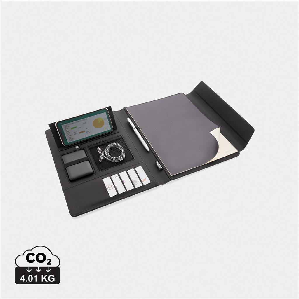 Fiko 5W wireless charging portfolio A4 with powerbank - illuminated