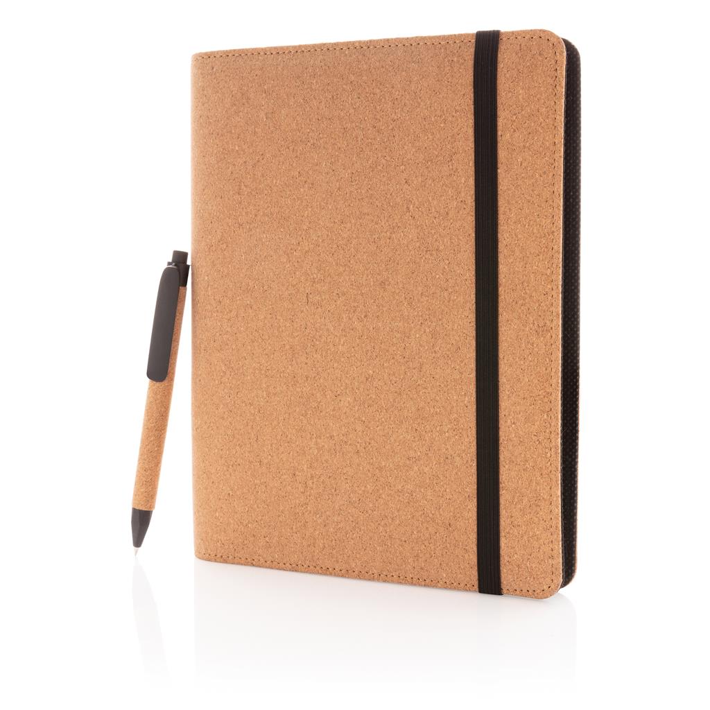 Deluxe cork portfolio A5 with pen - illuminated