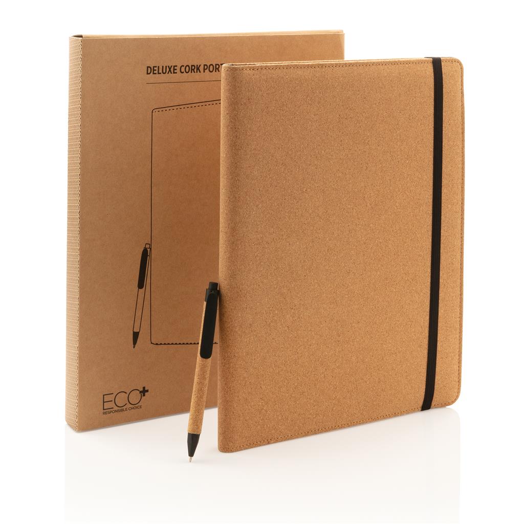 Deluxe cork portfolio A4 with pen - illuminated