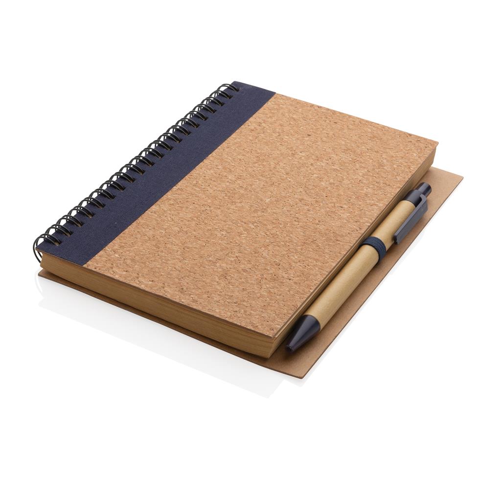 Cork spiral notebook with pen - illuminated