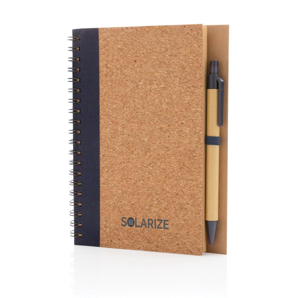 Cork spiral notebook with pen - illuminated