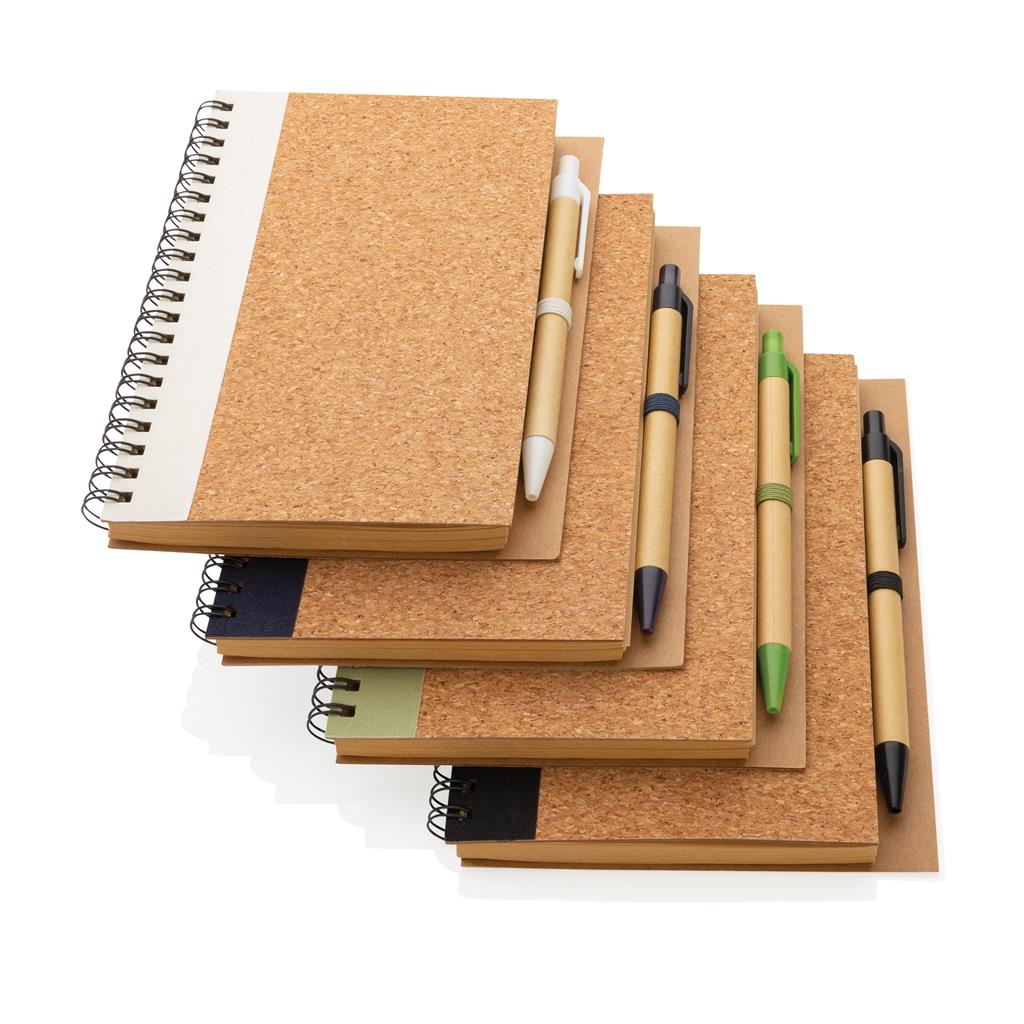 Cork spiral notebook with pen - illuminated