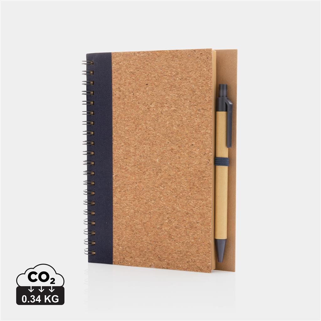 Cork spiral notebook with pen - illuminated