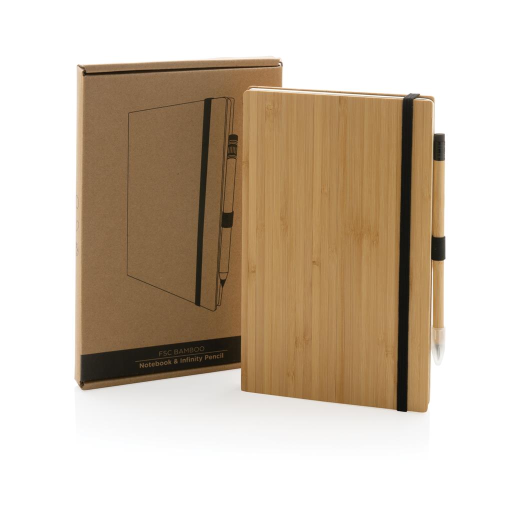 Bamboo notebook and infinity pencil set - illuminated