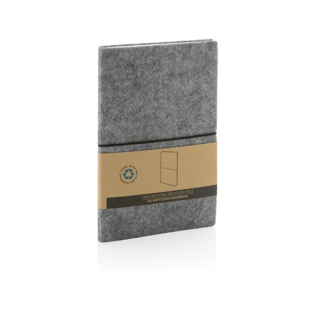 GRS certified recycled felt A5 softcover notebook - illuminated