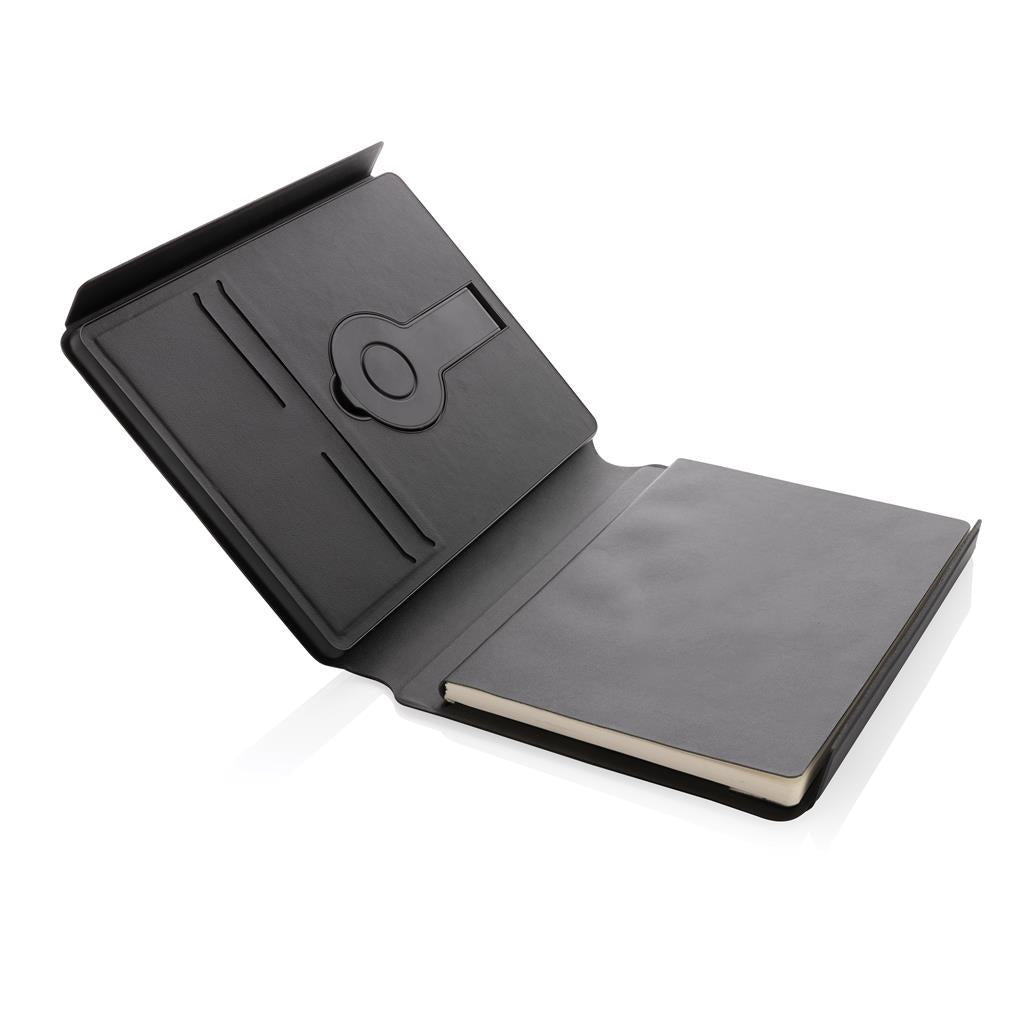 Swiss Peak RCS rePU notebook with 2-in-1 wireless charger - illuminated