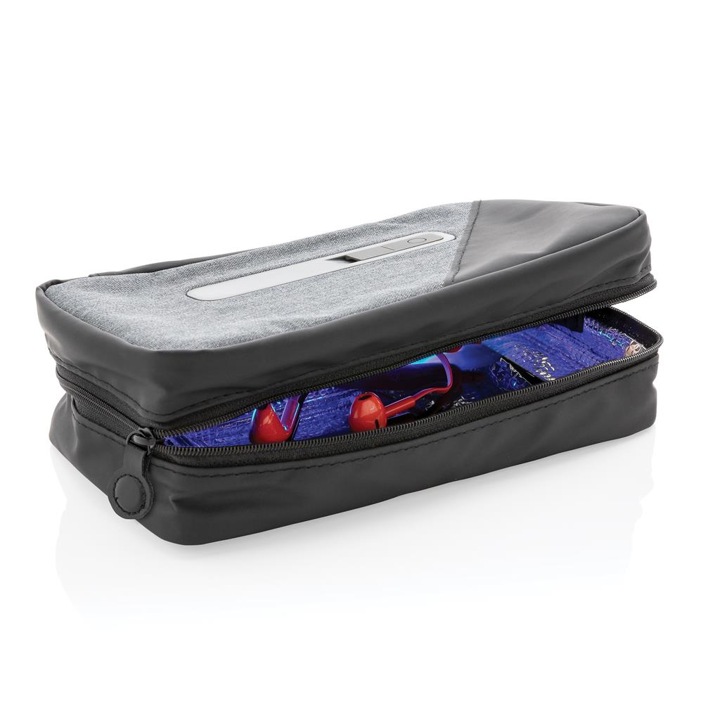 Portable UV-C steriliser pouch with integrated battery - illuminated