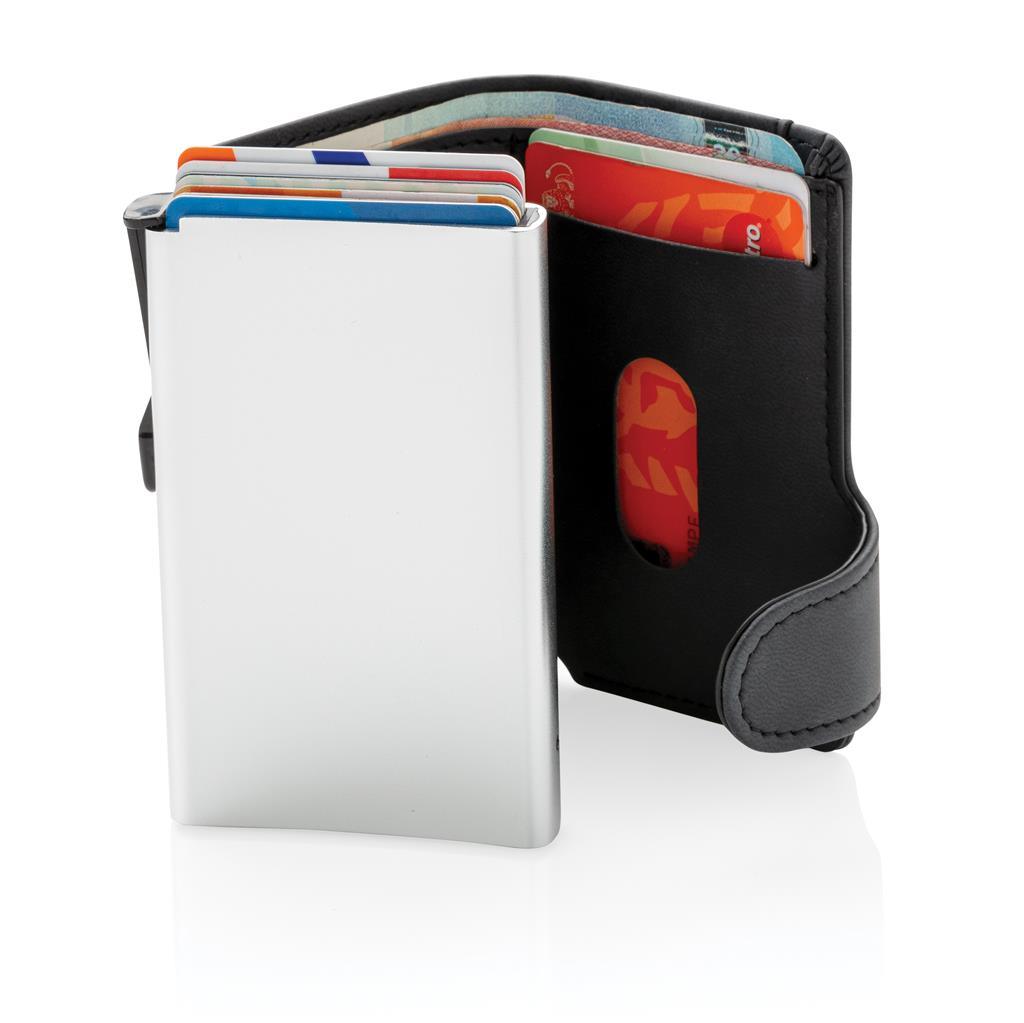 Standard aluminium RFID cardholder with PU wallet - illuminated
