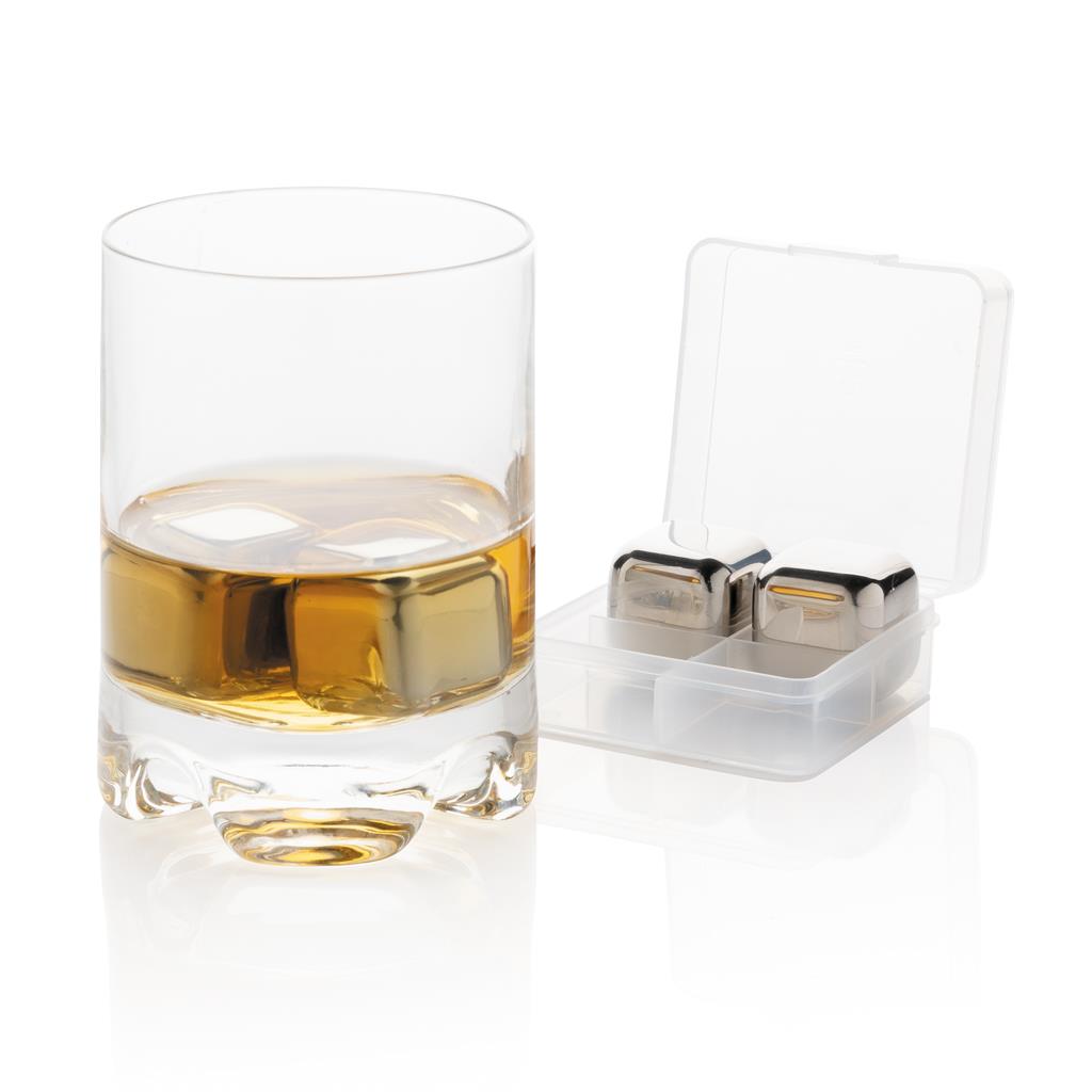 Re-usable stainless steel ice cubes 4pc - illuminated