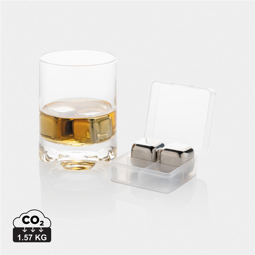 Re-usable stainless steel ice cubes 4pc - illuminated
