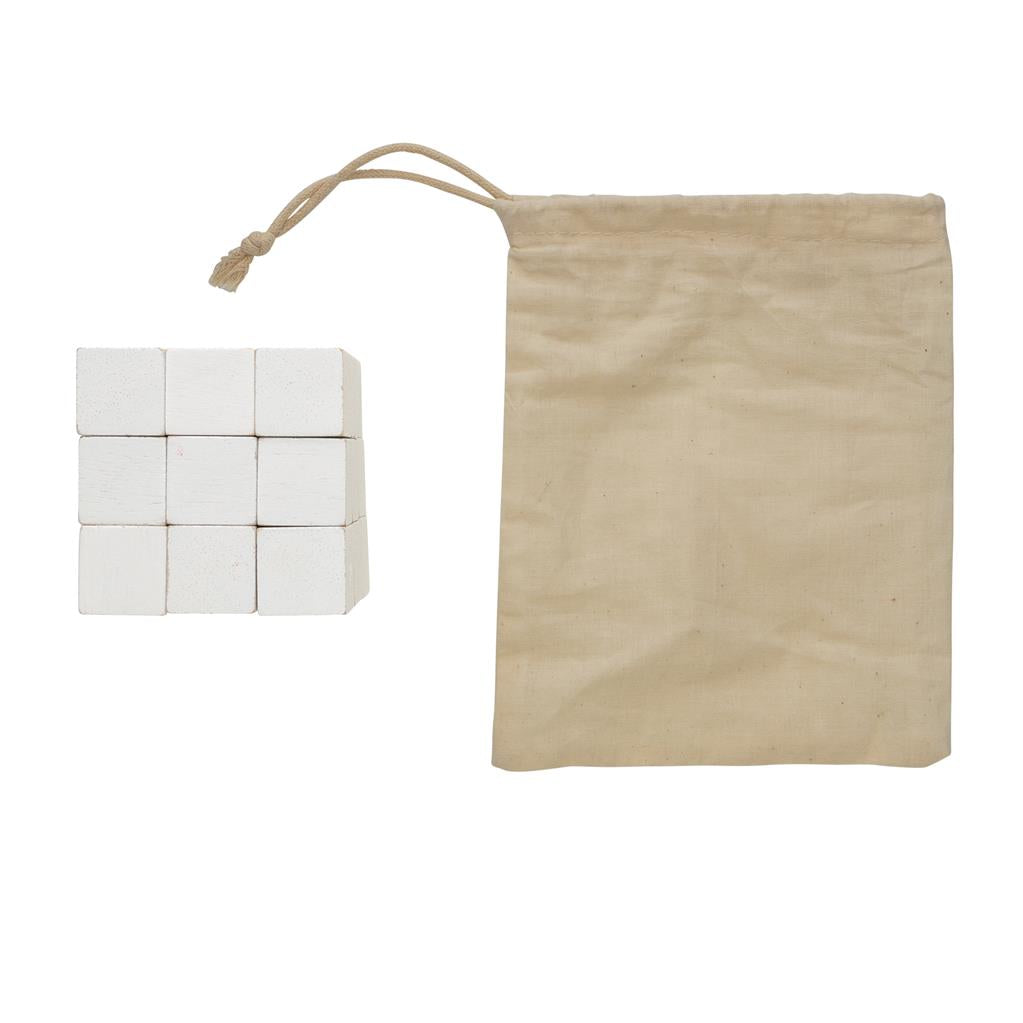 Wooden brain game in canvas pouch - illuminated