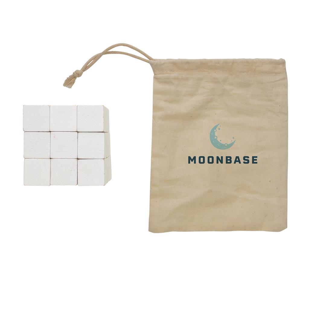 Wooden brain game in canvas pouch - illuminated