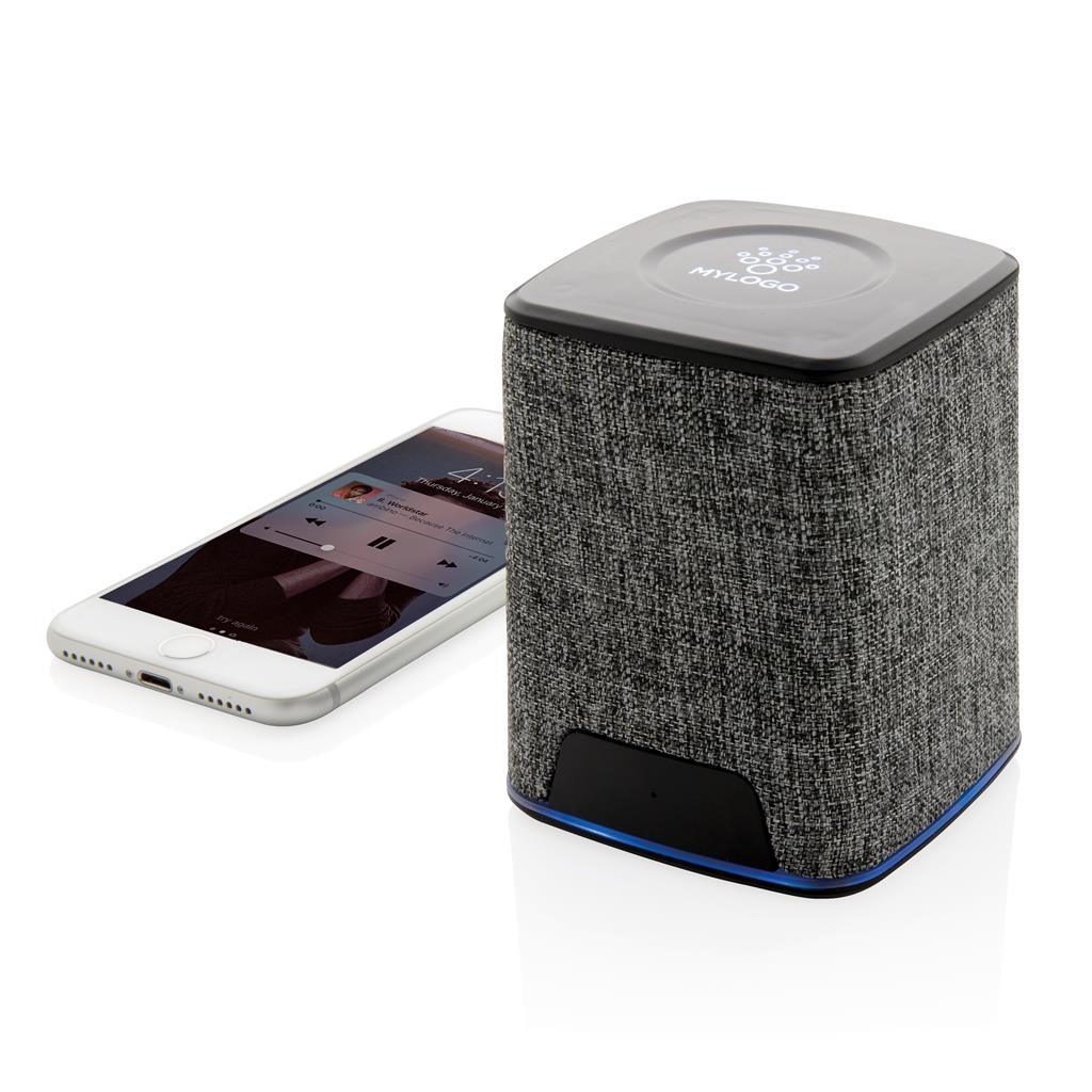 Engraved sample Light up logo fabric 3W wireless speaker - illuminated