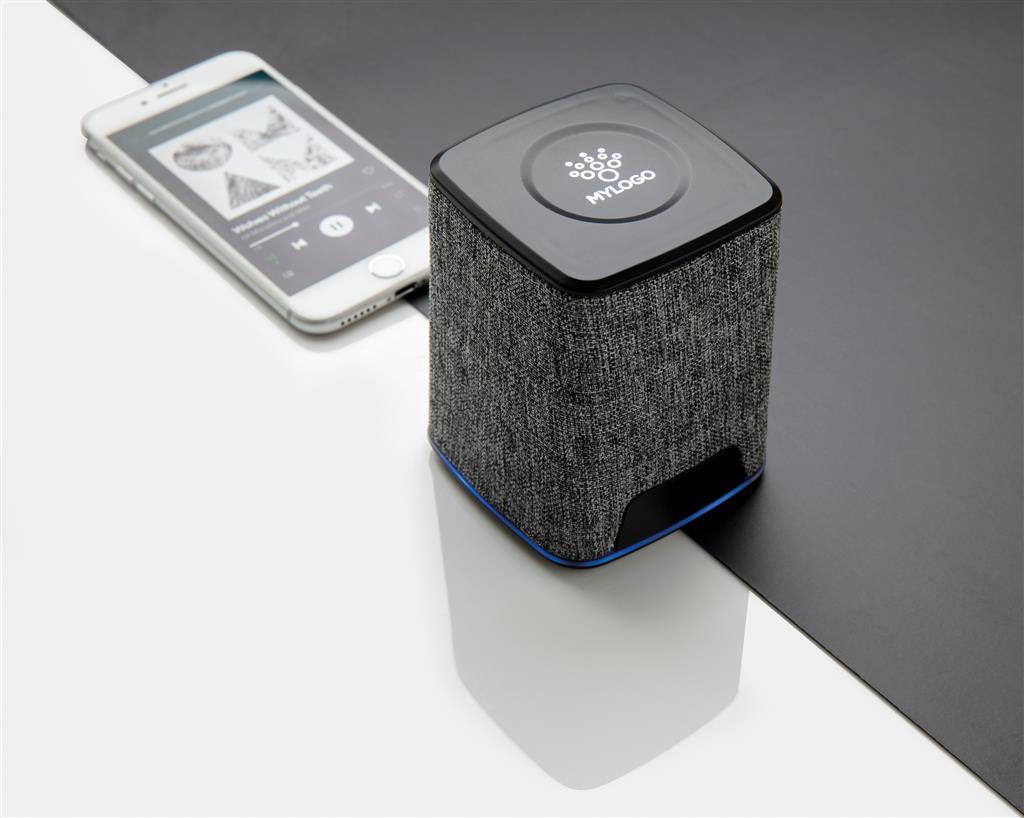 Engraved sample Light up logo fabric 3W wireless speaker - illuminated