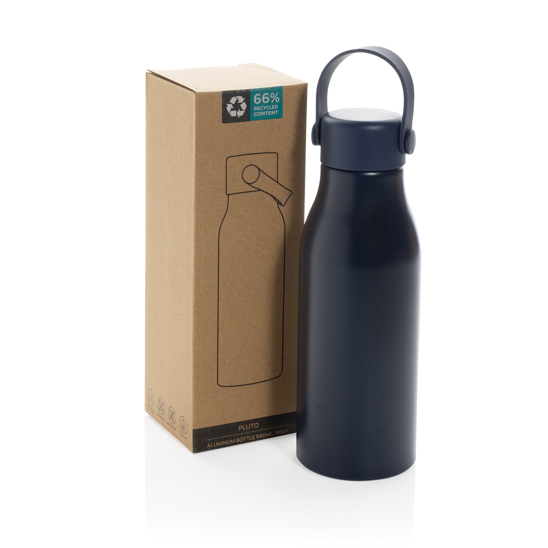 Branded Recycled Aluminium Bottle - Pluto 680ml - illuminated