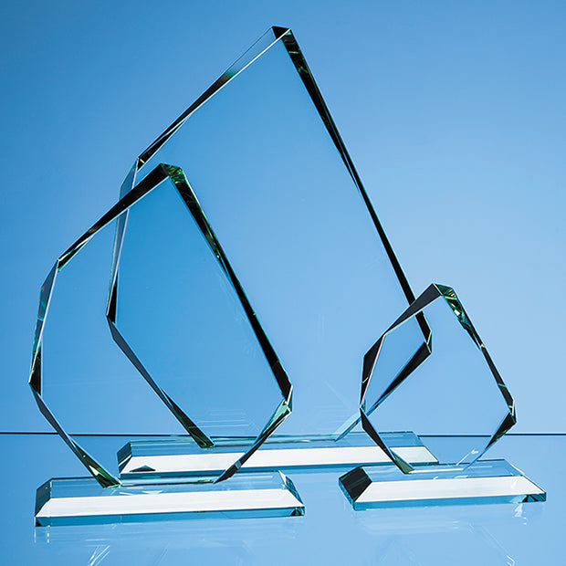 Jade Glass Facetted Ice Peak Award - illuminated