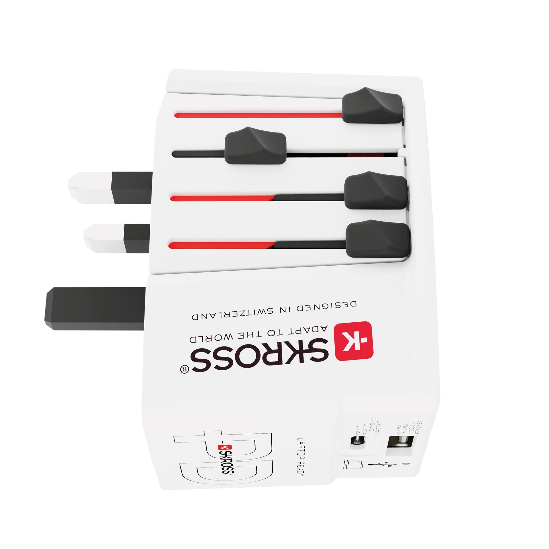 Corporate Branded World Travel Adapter Skross MUV2 - USB A and C - illuminated