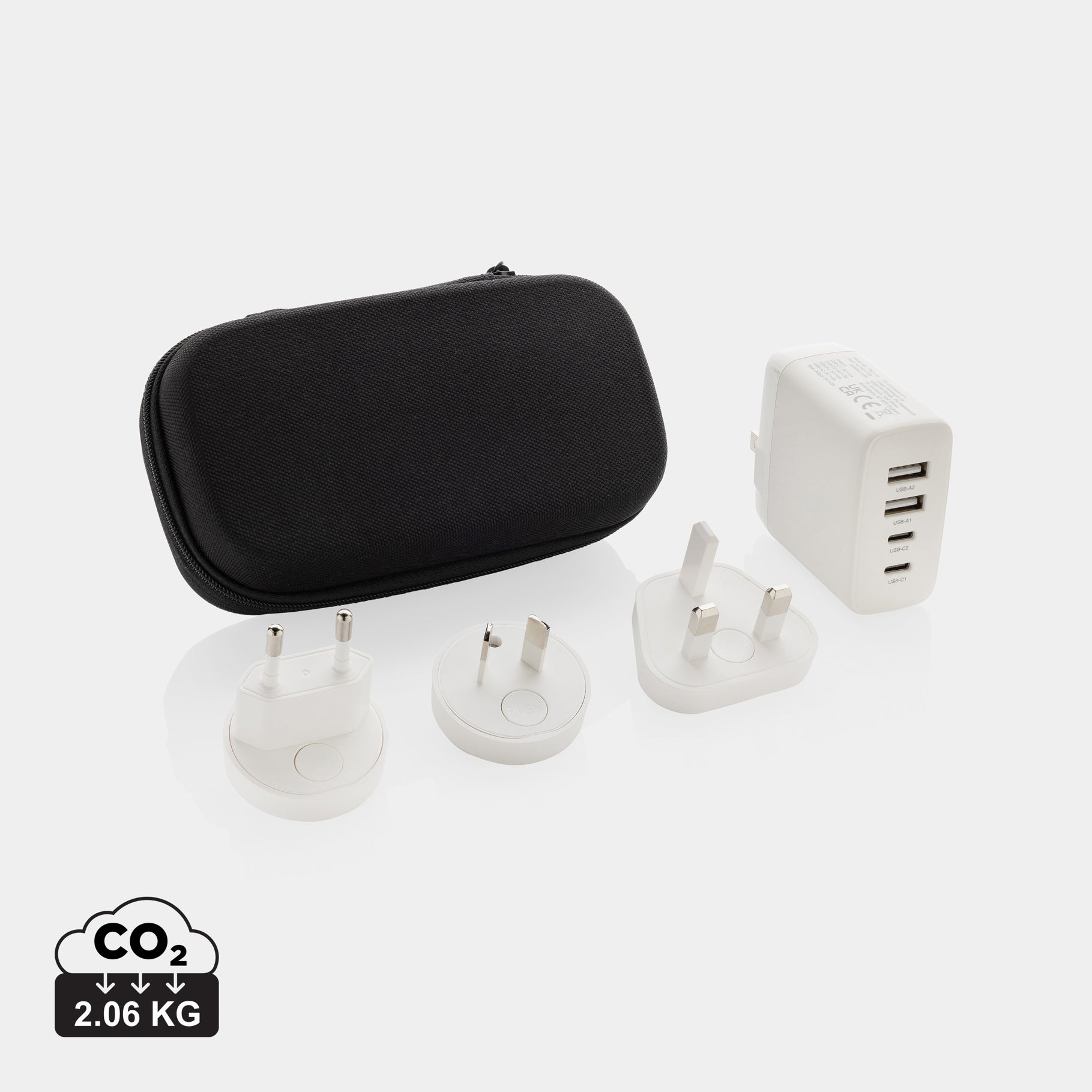 Recycled Plastic Travel Charger with USB C - Travelcharge Pro