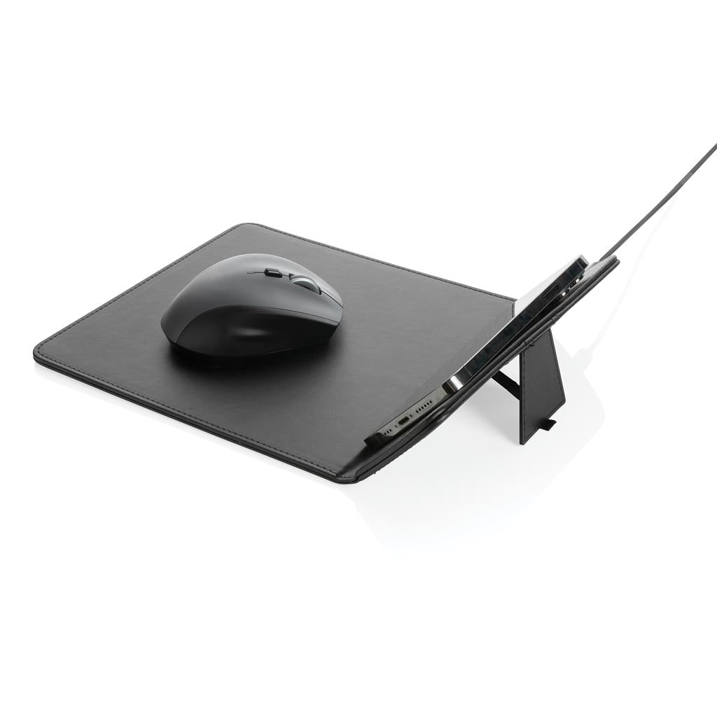 Swiss Peak RCS recycled PU 10W wireless charging mousepad - illuminated