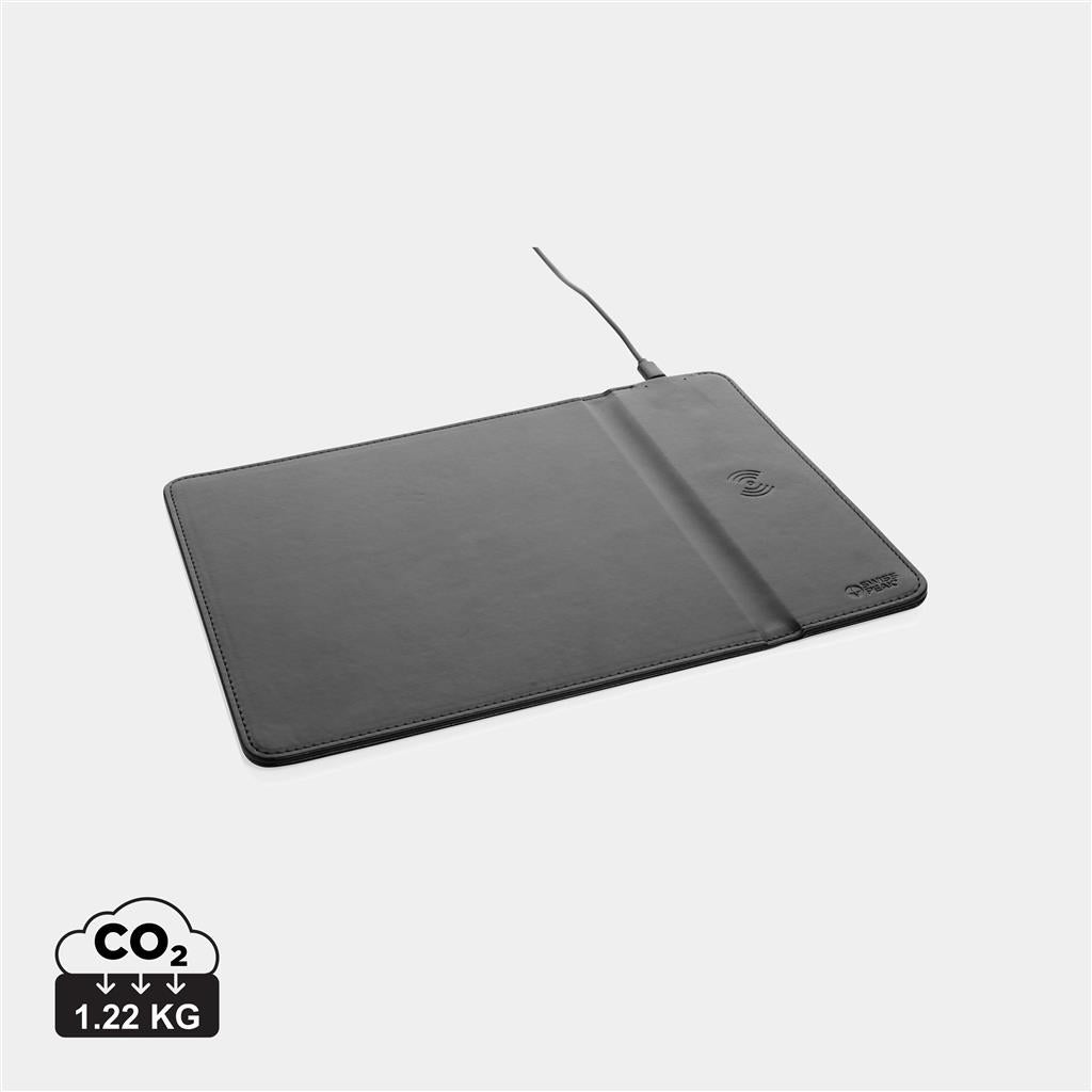 Swiss Peak RCS recycled PU 10W wireless charging mousepad - illuminated