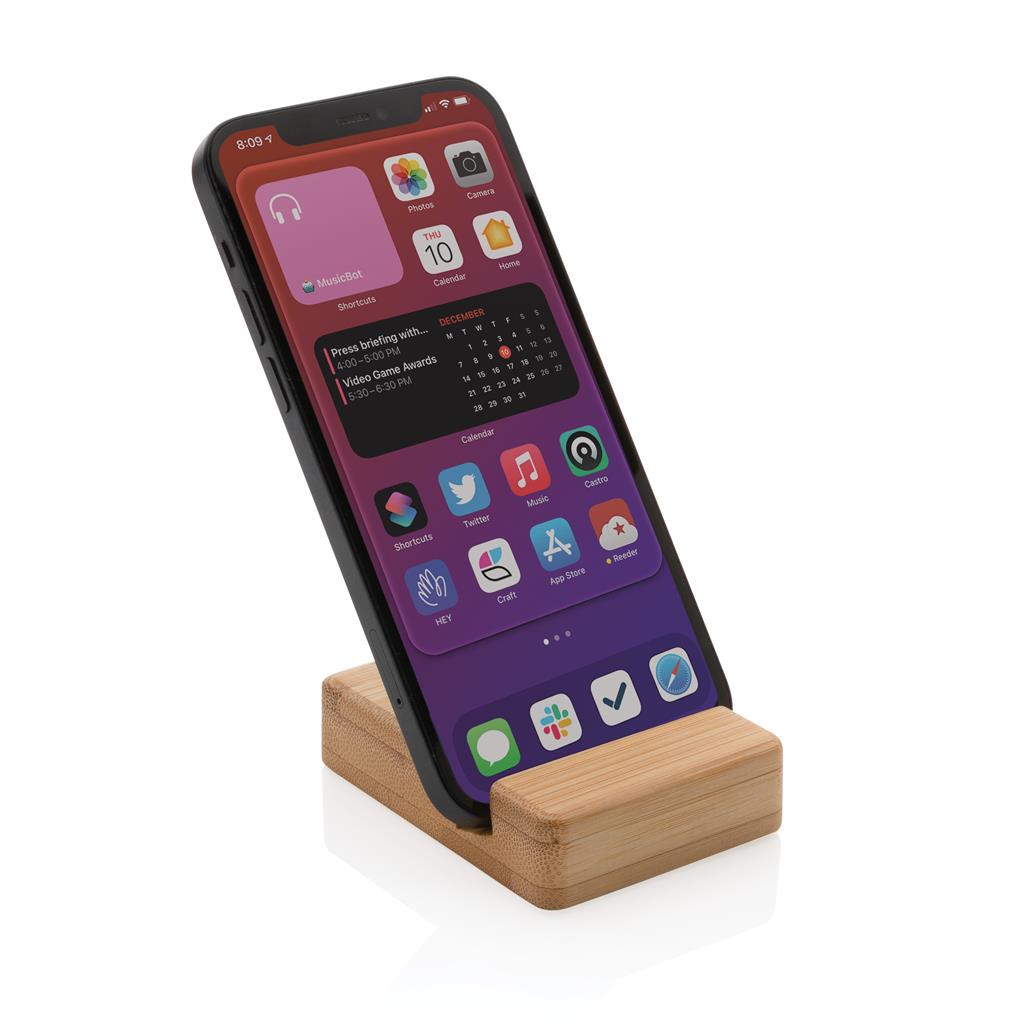 Bamboo phone stand - illuminated