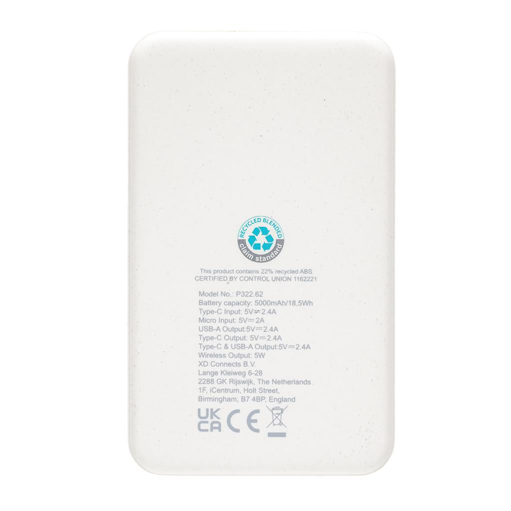 RCS recycled plastic 5.000 mAh 5W wireless powerbank - illuminated