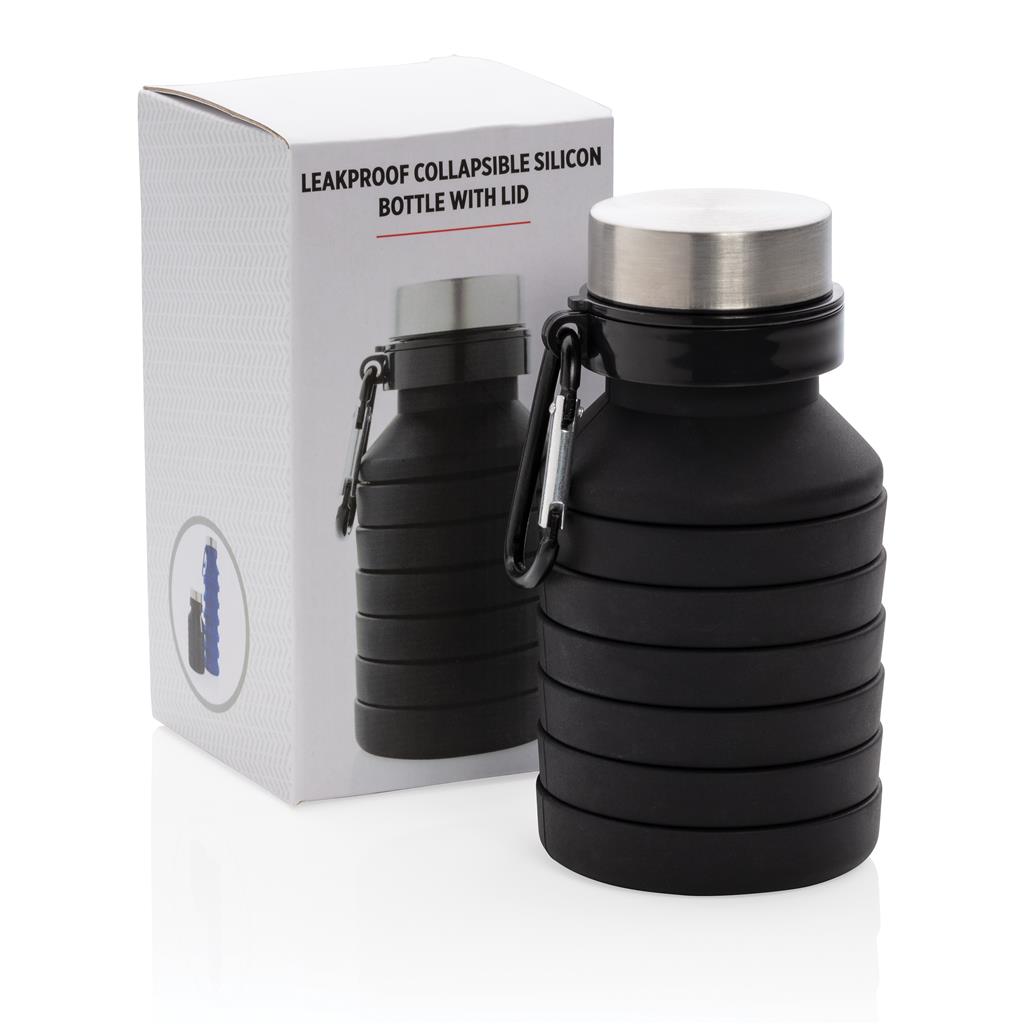 Leakproof collapsible silicone bottle with lid - illuminated