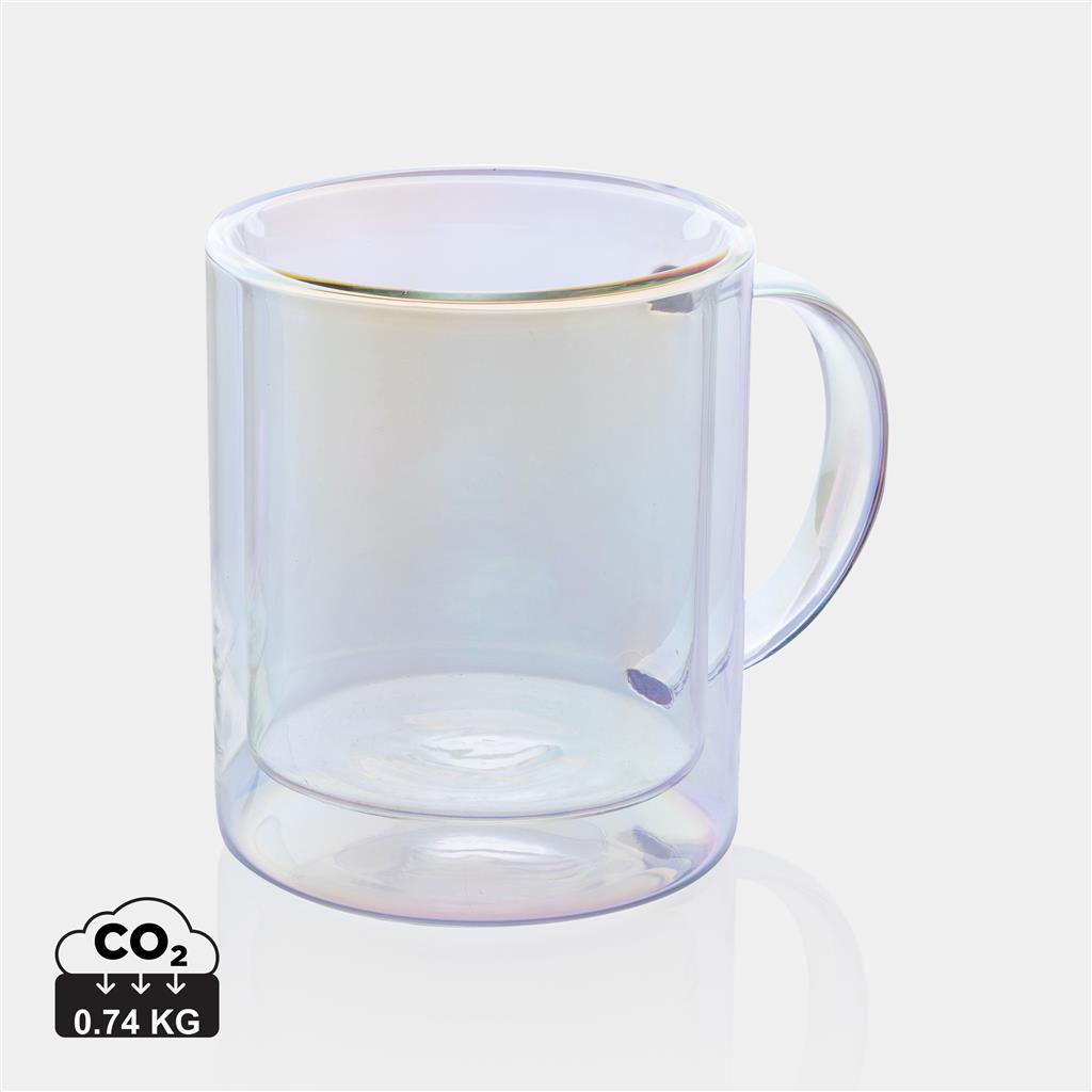 Deluxe double wall electroplated glass mug