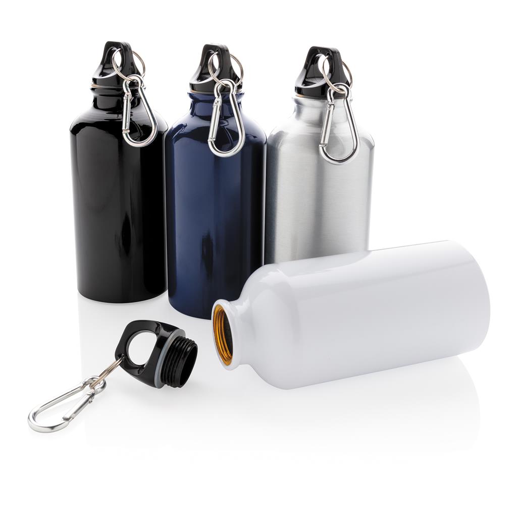 Aluminium reusable sport bottle with carabiner - illuminated