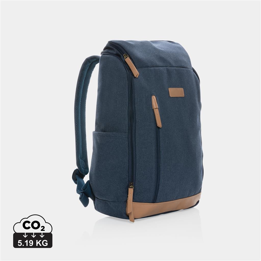 Impact AWARE™ 16 oz. recycled canvas 15" laptop backpack - illuminated