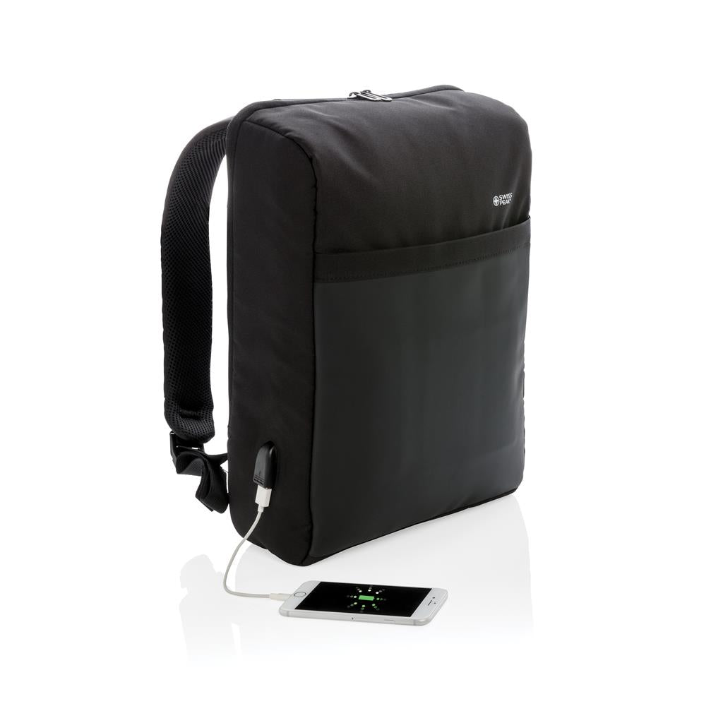 Swiss Peak 15" anti-theft RFID & USB backpack PVC free - illuminated