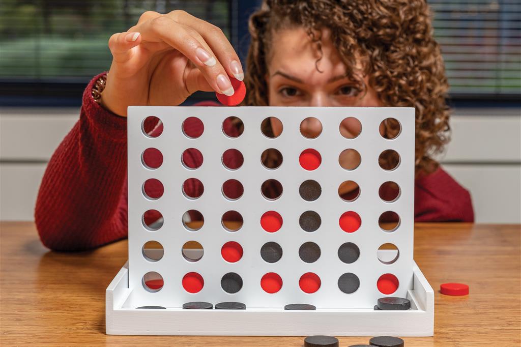 Connect four wooden game - illuminated